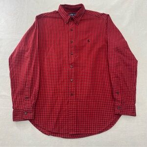 Ralph Lauren Men Classic Fit Gingham Bufflao Plaid Button Down Shirt L Red Black